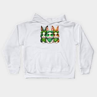 St Patricks Day Trio of Rabbits Kids Hoodie